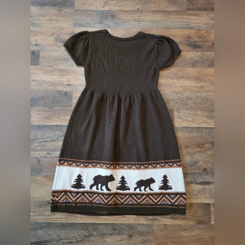 Gymboree Kid's Intarsia Brown Bear Montana Mountain Sweater Dress Size 12